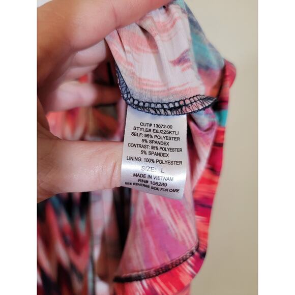 Trixxi Women's Chevron Maxi Dress Elastic Waist Scoop Neck Multicolor Size Large - Picture 6 of 7